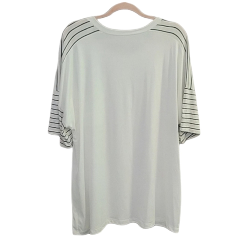 NWOT - Watermelon Black and White Striped Pocket T Shirt - Size 3X - Picture 7 of 9